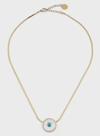ORA EYE CIRCLE EYE PENDANT SNAKE CHAIN NECKLACE