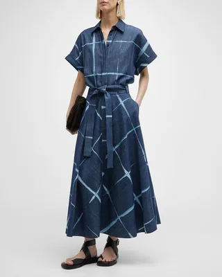 Upland A-Line Shibori Maxi Shirtdress