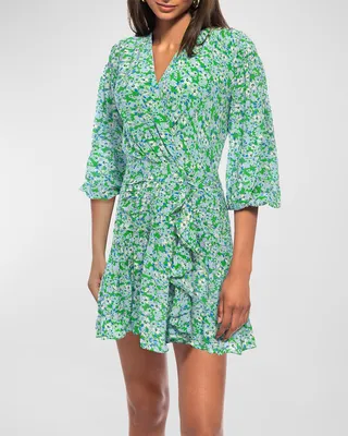 Nicola Floral-Print Ruffle Mini Dress