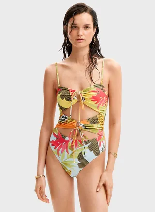 Printed Cut Out Swimsuit