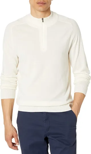 PARIS SUNDAY Men's Mock Neck Half Zip Sweater