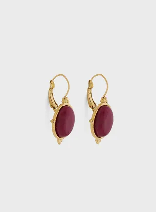 LILIANA NATURAL STONE BALL PEAK OVAL PENDANT EARRINGS