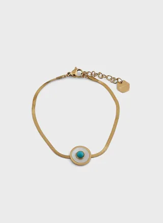 ORA EYE CIRCLE PENDANT SNAKE CHAIN BRACELET
