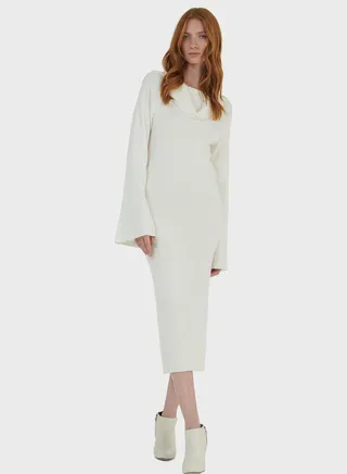 Cowl Neck Bell Sleeves Knit Dress