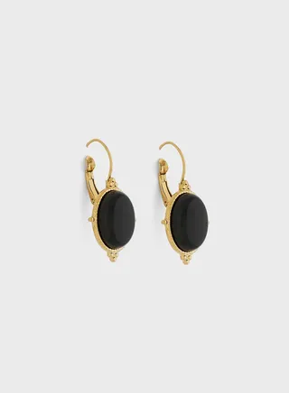 LILIANA NATURAL STONE BALL PEAK OVAL PENDANT EARRINGS