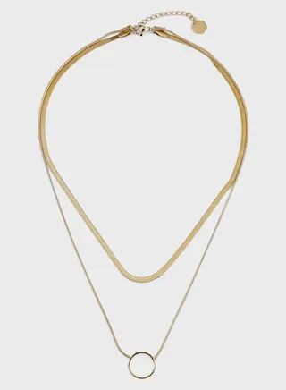 LAYANA DOUBLE SNAKE OPEN CIRCLE PENDANT NECKLACE
