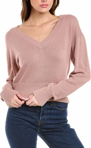 Relaxed V Neck Sweater in Portobella