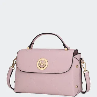 MKF Collection by Mia K Tyra Disco Vegan Leather Crossbody Handbag For Women's - Pink
