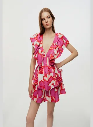 Printed Frill Dress