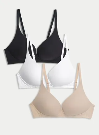 3 Pack Non Wired Plunge T-Shirt Bra