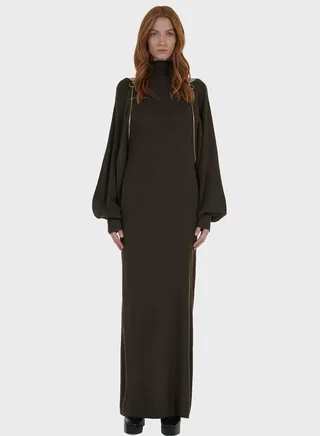 Zipped Balloon Sleeve Dress