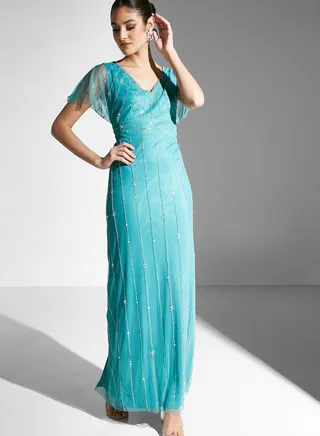 Embellished Dress With Cascading Sequins