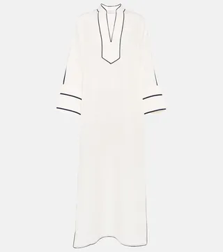 Logo jacquard cotton and silk kaftan