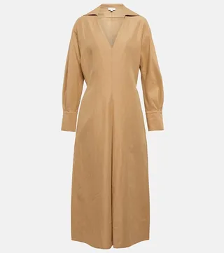 Cotton and linen-blend midi dress