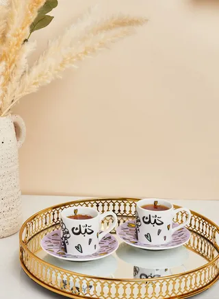 Set Of 2 Hubbak Espresso Cups & Saucers