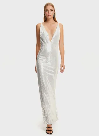 V-Neck Side Slit Dress