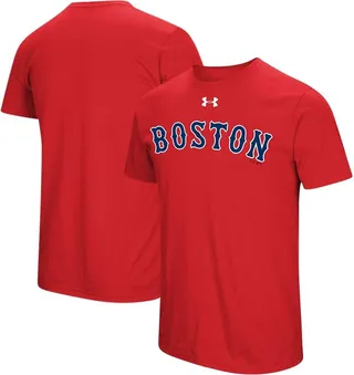 Men's Under Armour Red Boston Red Sox Passion Road Team Font T-shirt