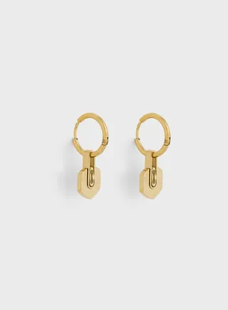 OWEN P ATTERNED HEXAGON PENDANT EARRINGS