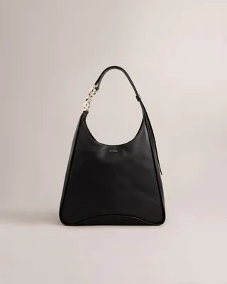 Chain Detail Hobo Bag in Black