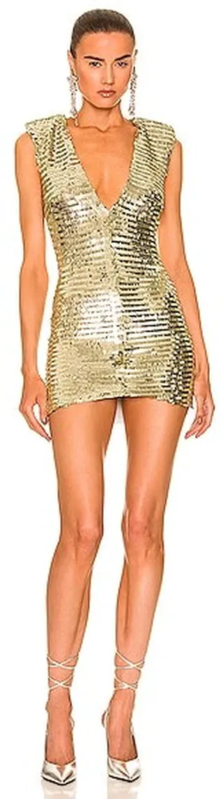 NERVI Masha Mini Dress in Metallic Gold