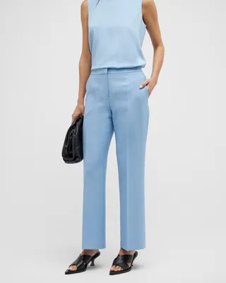 Gates Cropped Straight-Leg Crepe Pants