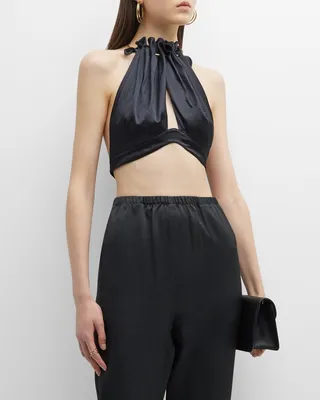Anahita Cropped Cutout Halter Top