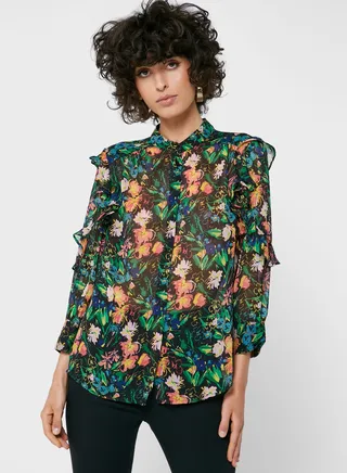 High Neck Printed Top