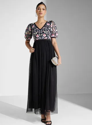 Floral Embroidered Maxi Dress