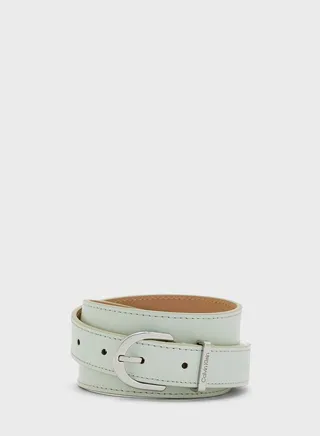 Round Buckle Logo Loop Belt