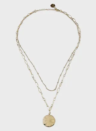 LUNA & SOL MOON & SUN CIRCLE DOUBLE CHAIN Necklace