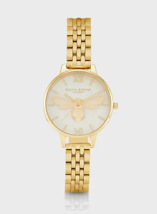 White Mother Of Pearl & Bee Analog Watch