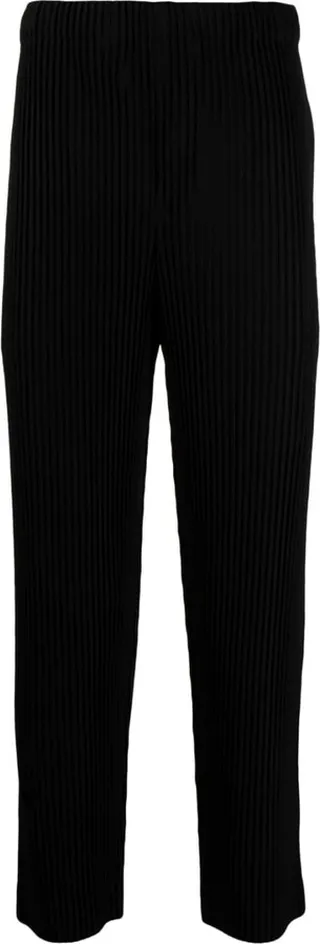 Straight-Leg Pleated Trousers