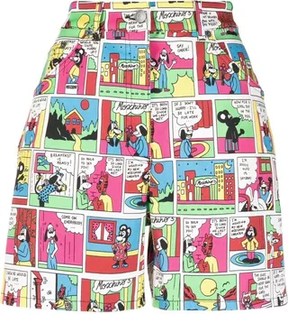 High-Waisted Comic-Print Shorts