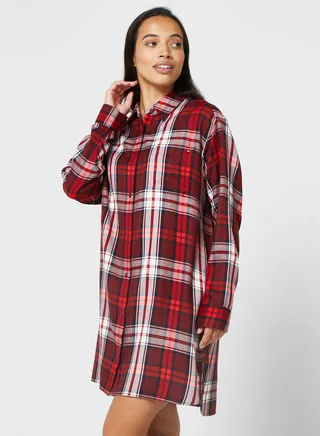 Checked Button Detail Nightdress