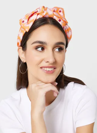 Oversized Bow Heart Print Headband