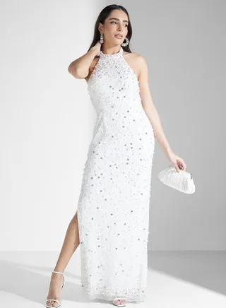Side Slit Embroidery Dress