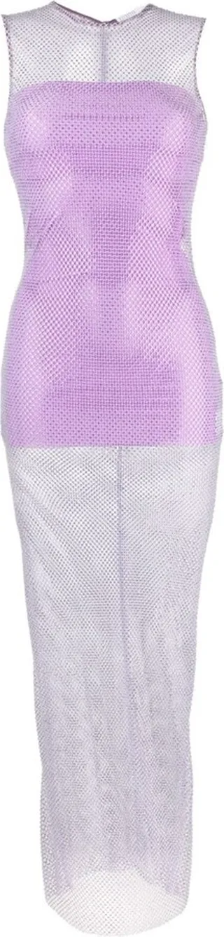 Mesh-Trim Maxi Dress