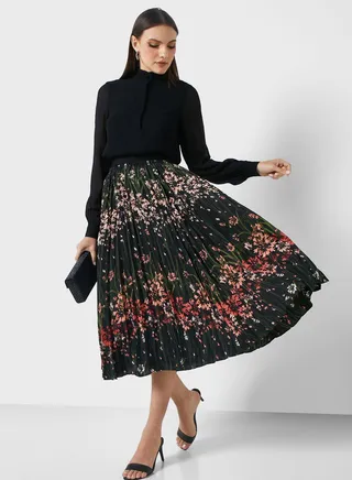 High Waist Pleated Skirt