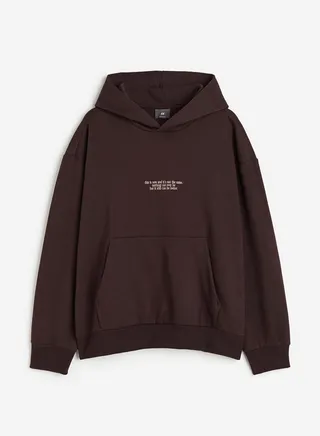 Text Print Relaxed Fit Hoodie
