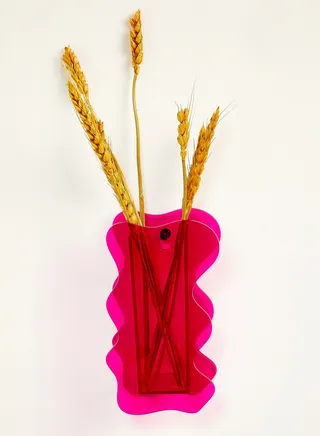 Neon Pink Abstract Vase