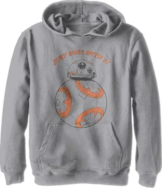 Boy's Star Wars The Last Jedi BB-8 Roll With It Pull Over Hoodie - Athletic Heather - X Large