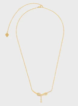 Knot Pave Gold Drop Necklace