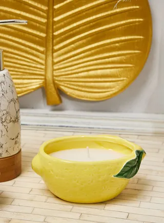 Lemon Ceramic Wax Filled Pot Mediterranean Lemons - 5% Sicilian Basil & Wild Lemon Scent (3017-3622