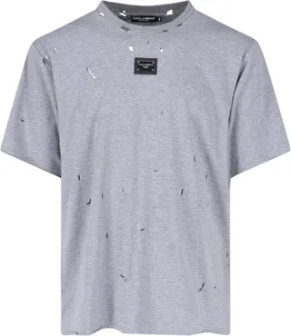 Dolce & Gabbana Distressed Logo Plaque Crewneck T-Shirt