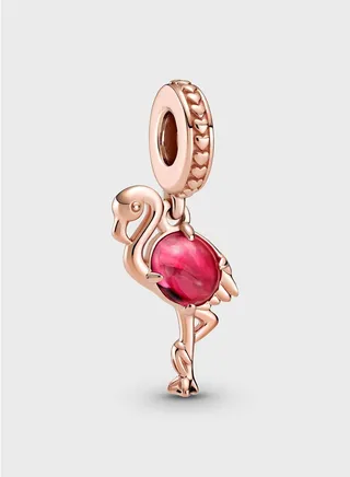 Pink Murano Glass Flamingo Dangle Charm