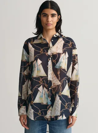 Saling Print Cotton Silk Shirt