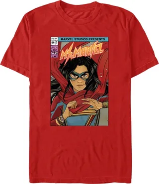 Men's Marvel: Ms.Marvel Comic Book Cover T-Shirt - Red - Large