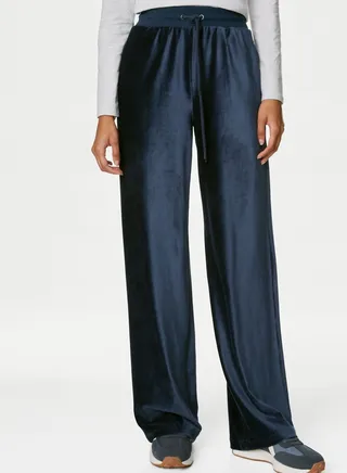 Velour Wide Leg Regular Joggers
