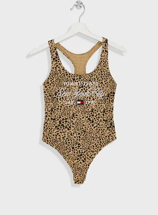 High Leg Printed Bodysuit