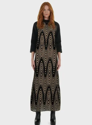 Faux Leather Applique Devore Kaftan
